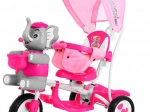 Kinderdriewieler olifant met duwstang en zonnekap