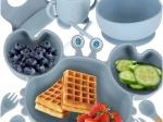 Siliconen eetset voor kinderen krab, 9 delig, blauw