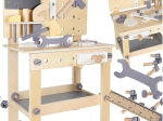 Houten kinderwerkbank met gereedschap