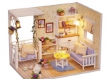 Houten poppenhuis retro – DIY-model met ledverlichting, 13 cm