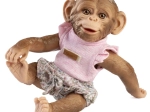 Reborn aapje baby met volledig vinyllichaam 32 cm