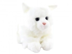 Witte pluche kat liggend 20 cm eco‑friendly