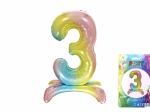 Opblaasbare ballon cijfer 3 regenboog 80 cm