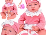 Interactieve babypop 45 cm – zacht lijfje en roze set met fopspeen