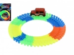 Lichtgevende flexibele racebaan met autootje op batterijen, 57 delen, 72 cm