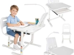 Meegroeiend kinderbureau met stoel en LED-lamp, wit
