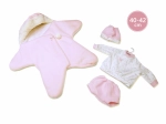 Kleding voor babypop NEW BORN 40–42 cm – roze set met fleece in stervorm Llorens