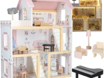Houten poppenhuis met meubels en LED-verlichting 78 cm roze