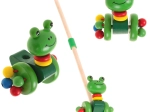 Houten duwkikker op stok