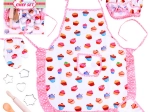 Kinderset voor banketbakkers met roze schort en vormpjes
