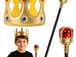 Kinderkoninklijke set – gouden kroon en scepter