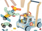 Houten loopwagen-auto en miniwerkplaats STEM TOOKY TOY