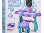Magische kinderkaptafel met paarse details en krukje
