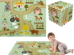 Foamen speelmat 90 × 90 cm – dikke puzzel, 9 delen HUMBI boerderij en landwegen