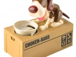 Interactieve spaarpot hond die munten eet CHOKEN-BAKO, bruin