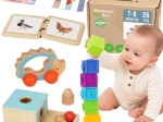 Woopie Green Montessori zintuiglijke educatieve box 6-in-1 voor kinderen vanaf 7–8 maanden