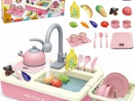 Kinderkeukenspoelbak met servies XXL – roze