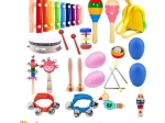 Houten muziekinstrumentenset voor kinderen met rugzak, 22 stuks