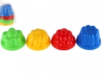 Plastic zandvormpjes – ronde zandtaartjes 8 cm, set van 4 stuks in net