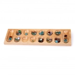 Houten spel Mancala met gekleurde glazen stenen Bigjigs Toys