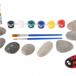 Stenen beschilderen – creatieve set met verf en kwasten