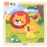 Houten puzzel leeuwen 9 stukjes