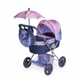 Opvouwbare poppenwagen met parasol en tas Magic Bubble 60 cm