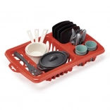 Groot afdruiprek met servies