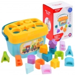 Educatieve set – emmer met blokken en letters, vormensorteerder, 16 stuks