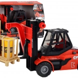 Rode vorkheftruck 1:16 met beweegbare vorken, geluiden en lichten