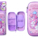 3D etui Eenhoorn Uitgevouwen Paars 23x10x5 cm