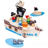 Houten piratenschip met toebehoren van Bigjigs Toys