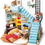 ROLIFE miniatuur poppenhuis woonhoek – doe-het-zelf bouwpakket met LED-verlichting