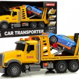 Gele takelwagen met oprijplaat met licht en geluid