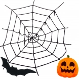 Kunstmatig zwart Halloween-spinnenweb – decoratie 90 × 90 cm