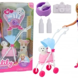 Pop Anlily met hondje in een wagentje