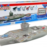 vliegdekschip met 5 straaljagers met geluid en licht