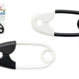 Rammelaar in de vorm van een veiligheidsspeld zwart-wit 12 cm