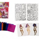 Creatieve set voor modeontwerpster met foliekleefplaatjes