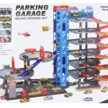 Grote meerlaagse garage met autootjes en heliport