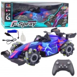 RC-raceauto 1:10 met stoom-effect, verlichting en 2,4 GHz besturing – blauw