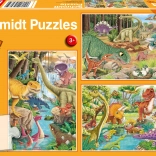Puzzel dinosaurussen 3×24 stukjes