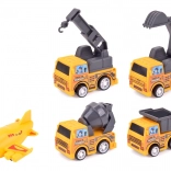 Set van Kleine Bouwmachines en Terugtrekvliegtuigje