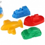Plastic zandvormpjes – vervoersmiddelen, 4 stuks in net (12m+)