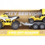 Quad met aanhanger en buggy op batterijen met licht en geluid