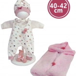 Kleding voor pop NEW BORN 40–42 cm – 4-delige set met dubbelzijdig dekentje