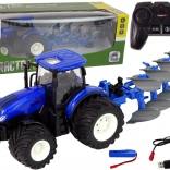 RC tractor 1:24 met metalen carrosserie en ploeg – blauw