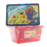 Boodschappenmand met fruit en voedingsmiddelen