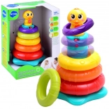 Interactieve stapelpiramide met eendje, speelt en licht op