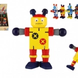 Houten robot 12 cm – set van 6 kleurrijke varianten